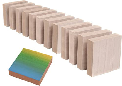 (12-Pack) - 4” x 4” Wooden Blocks for Crafts - 1-Inch Thick Square MDF Blocks - Smooth Surface with Wood Grain Pattern - Highly Customizable Blank Wood Squares - size: 4 x 4 x 1" (12 Pack)