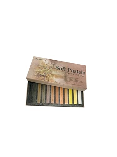 12-Pack Earth Tone Square Soft Pastels Water-Soluble Blendable Artist Drawing Pastels Set for Artists & Hobbyists Drawing, Painting & Sketching (Brown) - color: Brown