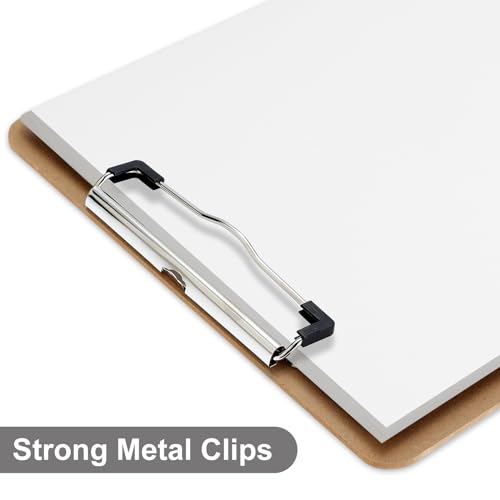 Wood Clipboards Set of 2, Letter Size Hardboard Clip Board 8.5x11 | A4 Standard Size 9" x 12.5" for Classroom, Students, Office & School Supply