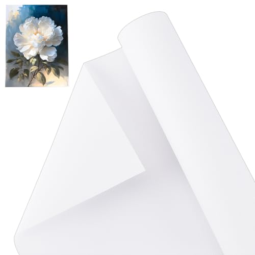OLYCRAFT 10.7 Inch x 5.5 Yards Double Primed Cotton Canvas White Canvas Roll 0.3mm Thick Cotton Canvas Roll for Painting Double Primed Gesso Canvas Paper for Oil and Acrylic Paint Art Projects
