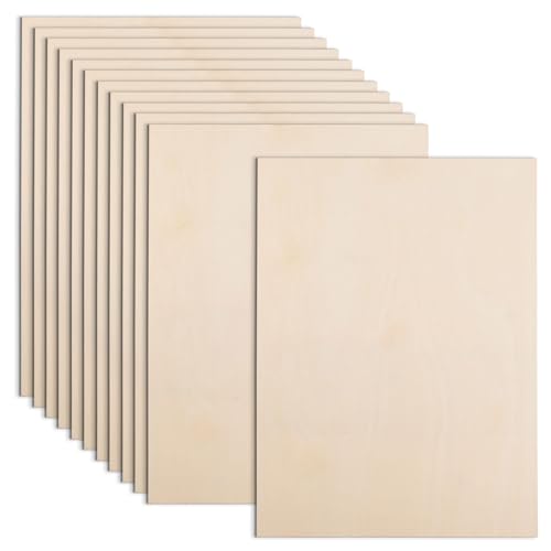 AWIZOM 12 Pack Basswood Sheets for Crafts-12 x 16 x 1/8 Inch- 3mm Thick Plywood Sheets with Smooth Surfaces Unfinished Wood Boards for Laser Cutting, Wood Burning, Architectural Models, Staining - size: 12 x 16 inch