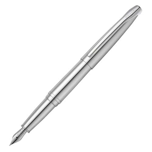 Cross ATX Pure Chrome Stainless Steel Fine Nib Fountain Pen - Refillable Pen for Smooth Writing - Black Ink - Comfortable Grip - Long-Lasting - Professional Office Supplies - color: Pure Chrome, style: Fine Nib