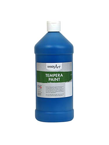 Handy Art Premium Tempera Paint, Blue, 32 oz Quart Bottle | Matte Finish, High Quality Pigments with Superior Opacity, Smooth & Bright Mixable Colors, Safe & Non-Toxic, Made in USA - color: Blue, size: 32 Fl Oz