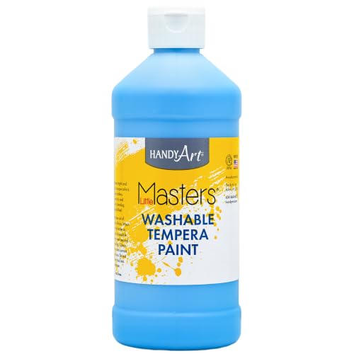 Handy Art Little Masters Washable Tempera Paint, Light Blue, 16 oz Bottle | Bright & Mixable, High Opacity, Washable Colors for Classroom, Students, Kids, Young Artists, Safe & Non-Toxic, Made in USA - color: Light Blue, size: 16 Fl Oz (Pack of 1)