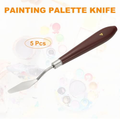 HARFINGTON 5pcs Palette Knife Painting Tool 1.77" x 0.55" Stainless Steel Art Spatula Pallet Knives Scrapers Tools with Plastic Handle for Acrylic Oil Canvas Mixing Spreading, Red/Silver - size: 1.77" x 0.55"