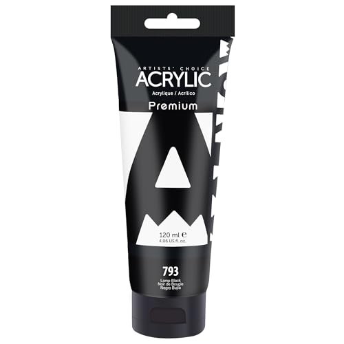 AUREUO Lamp Black Acrylic Paint, 4 Fl Oz / 120ml Single Tube, Rich Pigment Art Craft Paints for Canvas, Rocks, Wood, Ceramic, Fabric - Art Supplies for Beginners, Professionals, Artists - color: Lamp Black, size: 4 Fl Oz (Pack of 1)