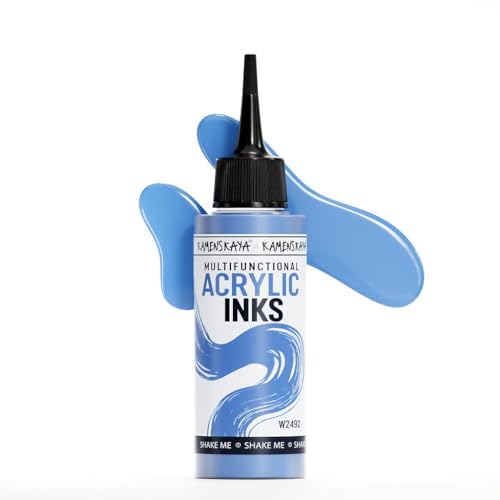 Kamenskaya Acrylic Inks for Artists - 'Smoky Blue' Acrylic Ink, 3.38 Fl Oz (100 ml) - color: Smoky Blue