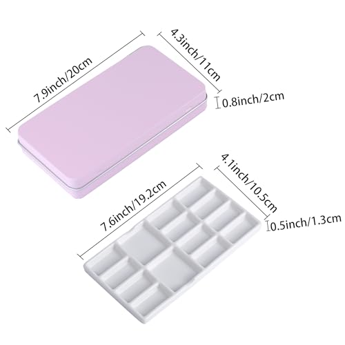 Travel Watercolor Palette,Portable Ceramic Palette with 14 Well,Metal Paint Box with Porcelain Palette(Pink Box) - color: Pink