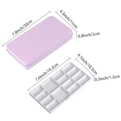 Travel Watercolor Palette,Portable Ceramic Palette with 14 Well,Metal Paint Box with Porcelain Palette(Pink Box) - color: Pink