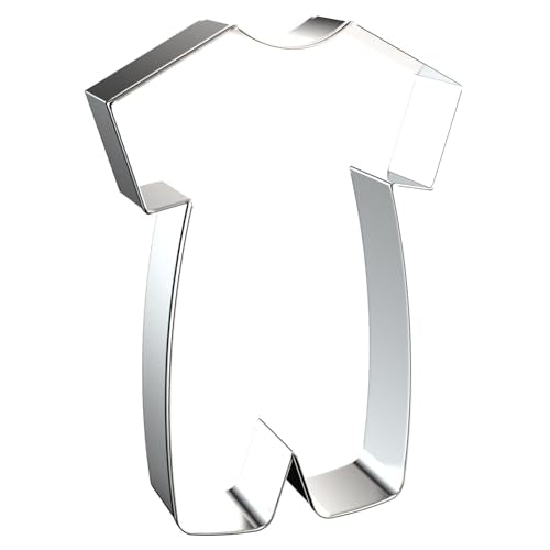 Romper Cookie Cutter Set - 5 inch, 4 inch, 3 inch, 2 inch - 4 Piece Baby Romper Onesie Cookie Cutters Shapes Molds - Stainless Steel - color: Baby Romper
