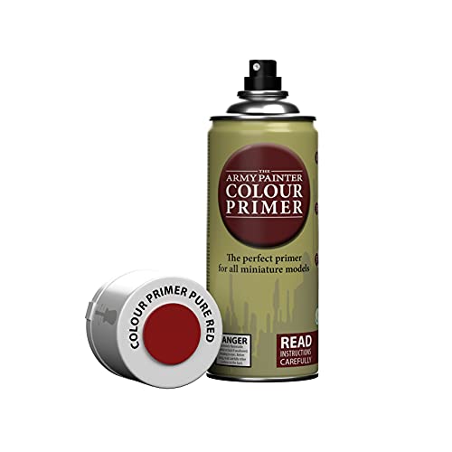 The Army Painter Colour Primer Pure Red, 400 mL Acrylic Spray Primer, Spray Paint Basecoat for Miniature Priming, Tabletop Roleplaying, Boardgames, and Wargames Miniature Modelling - color: Pure Red