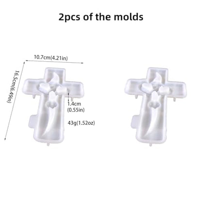 2pcs Heart Resin molds Silicone, Cross molds for Resin Wall Art, Bedroom Living Room Wall Hanging, Tabletop Decoration, Resin molds Silicone Clearance
