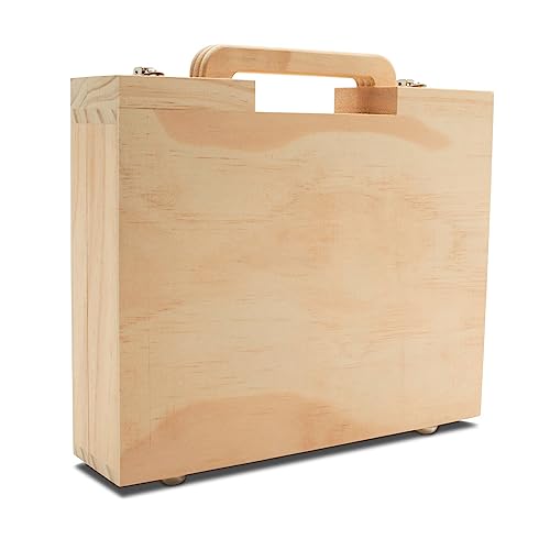 Woodpeckers Wood Suitcase 8-1/8 x 10 inch, Pack of 1 Unfinished Wooden Boxes for Crafts, Travel Friendly Memory Boxes for Keepsakes - size: 8-1/8"