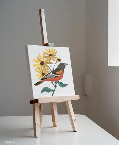 CraftLab Painting Kit - Acrylic Paint by Numbers, Brushes, Canvas, Oriole & Black Eyed Susans - color: Oriole & Black Eyed Susans