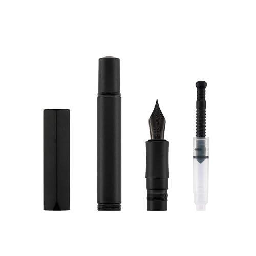 Luxury Solid Brass Fountain Pen Set for Writing & Calligraphy - Choose Antique or Matte Black Finish. Includes 10 Ink Cartridges & Premium Gift Box (Extra Fine Nib, Matte Black) - color: Matte Black, style: Extra Fine Nib
