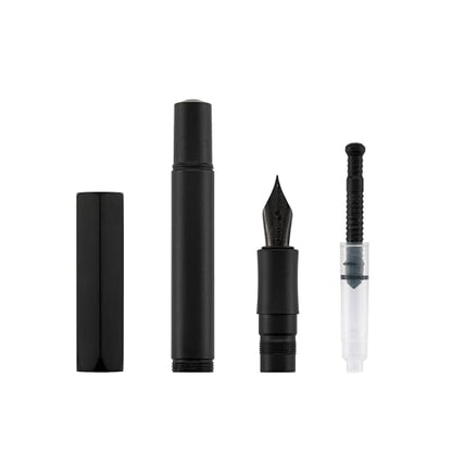 Luxury Solid Brass Fountain Pen Set for Writing & Calligraphy - Choose Antique or Matte Black Finish. Includes 10 Ink Cartridges & Premium Gift Box (Extra Fine Nib, Matte Black) - color: Matte Black, style: Extra Fine Nib