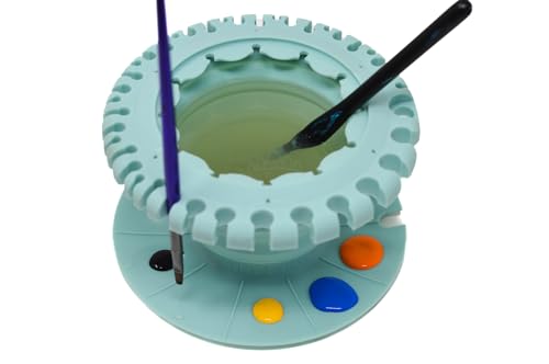 Paint Puck CollapsiBowl Paint Brush Cleaner Rinse Cup (Green) – Collapsible Paint Water Cup & Brush Cleaner with Brush Holder, Squeegee Lips & Drip Tray for Acrylic, Watercolor & Art Supplies - color: Green, size: Dish