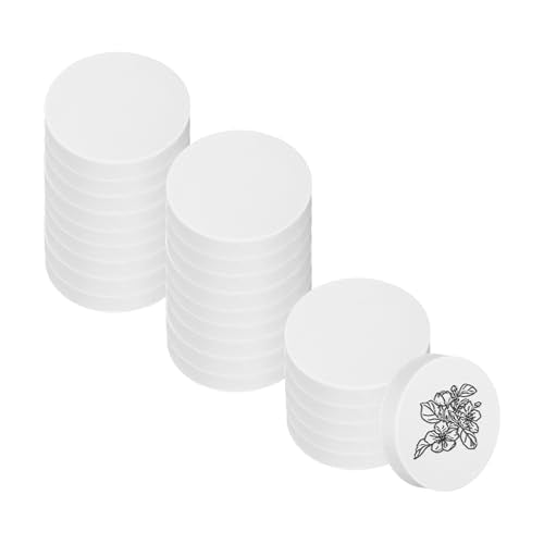 PATIKIL 24Pcs 2" Rubber Carving Blocks, Soft Linoleum Art Carving Block Round Crafts Stamp Making for Printmaking Stamps Carving Supplies, White - color: White