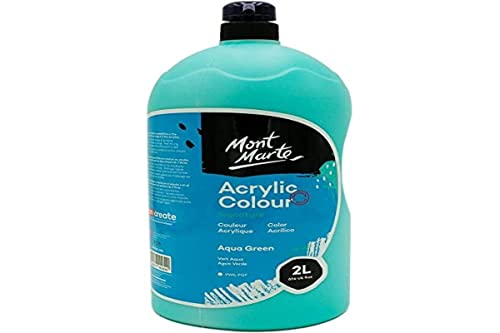 Mont Marte Discovery School Acrylic, Aqua Green, 1/2 Gallon (2 Liter). Ideal for Students and Artists. Excellent Coverage and Fast Drying. Pump Lid Included. - color: Aqua Green