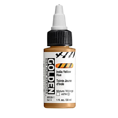 High Flow Acrylics by GOLDEN, India Yellow Hue, 1 fl. oz. Bottle, Professional Acrylic Paint, Transparent