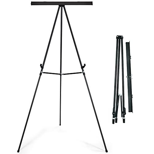 Falling in Art Aluminum Flip Chart Display Easel Stand with Adjustable Floor for Boardroom, Whiteboard, Paper Pads, Signage, 63 1/2'' High, Black - style: Black 1-Pack