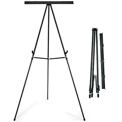 Falling in Art Aluminum Flip Chart Display Easel Stand with Adjustable Floor for Boardroom, Whiteboard, Paper Pads, Signage, 63 1/2'' High, Black - style: Black 1-Pack