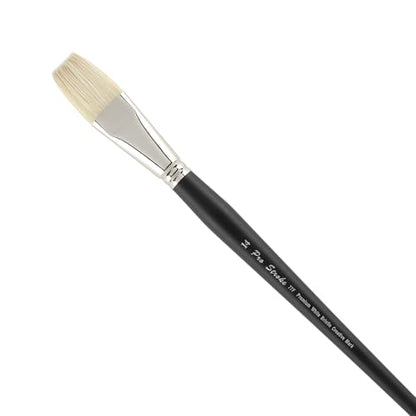 Creative Mark Pro Stroke Premium White Chungking Hog Bristle Artist Paint Brush - Flat # 14 - Natural Bristle Brush w/Great Control Suitable for Oils, Watercolors, Acrylics, Alkyds, Caseins - size: 14