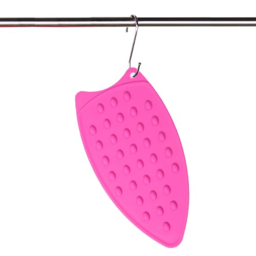 LeLehome Silicone Iron Rest Pad, Heat Resistant Non-Slip Hot Iron Mat for Ironing Board and Sewing Work, Protective Surface for Tableware and Curling Irons, Red - color: Pink
