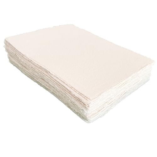 300 GSM Deckle Edge Cotton Paper - Soft, Textured Handmade Sheets for Invitations, Artwork, Stationery, and DIY Crafting (Pack of 25) (6 x 8 inch) - size: 6 x 8 inch