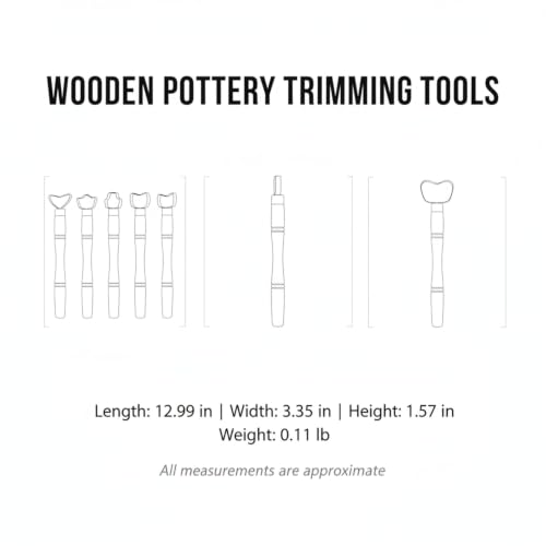 Wooden Pottery Trimming Tools, 5-Piece Sculpting Set for Clay Shaping and Detailing, Handheld Carving Kit for Wheel Throwing and Hand Building (Set of 5) - color: Brown
