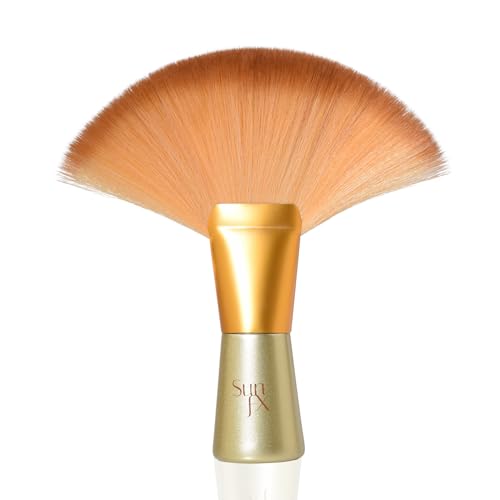 SunFX Finishing Powder Fan Brush - Spray Tan Applicator, Soft Bristles Salon Tool for Sensitive Skin, Dusting Brush for Tanning and Setting Powder, Finishing Touch Spray Tan Fan Applicator - Gold - color: Gold