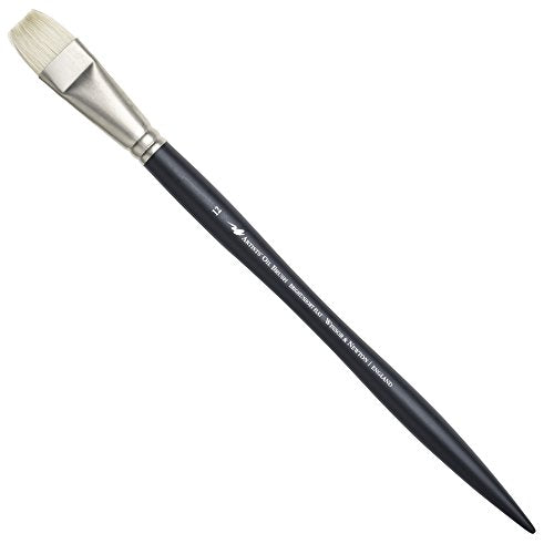 Winsor & Newton Artists' Oil Hog Paint Brush, Long Handle Size 12, Bright - size: #12, style: Bright