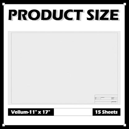Tatuo 15 Sheets Architectural Vellum Paper 11 x 17 Inch Drafting Vellum Tracing Sheets Semi Translucent Drafting Paper Rag with Border and Title Block for Drawing Sketching Architecture Building - size: 11 x 17 Inch