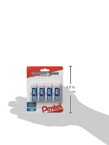 Pentel Hi-Polymer Block Eraser Small White, Pack of 4 (ZEH05BP4) - size: 4 Count (Pack of 1)