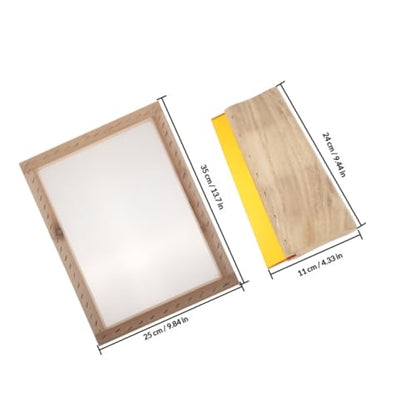 Abaodam Wooden Screen Printing Squeegee Set Rubber Blade and Silk Screen Frame Flat Ink Scraper Crafts and DIY Art Projects