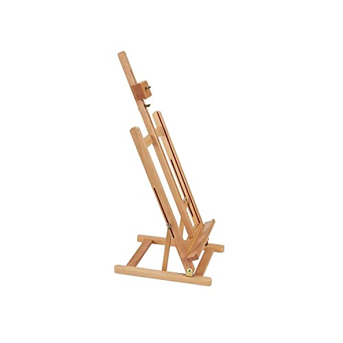 KINGART 38" High Tabletop Wooden H-Frame Studio Easel - Artists Adjustable Beechwood Painting and Display Easel, Holds Up to 22" Canvas - Portable Sturdy Table Desktop Holder Sketch Pad Stand