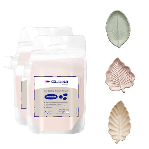 Refill Pack for Leaf Craft Kit, 0.79lb × 2 Bags, Plaster Casting Powder 360g × 2, Water-Activated Art Plaster, Fast Setting with 40+ Minute Demold Time, Shake-to-Mix Bag Design - size: Leaf Refill