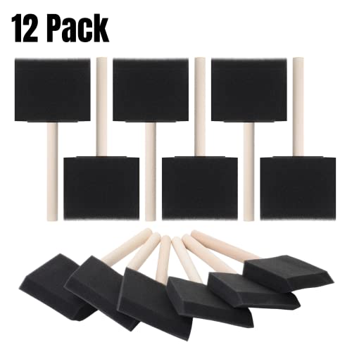 Bates 3-Inch Foam Paint Brushes, 12 Pack - Sponge Brushes for Painting, Staining, and Mod Podge - color: Black, size: 3 inch, 12 Pack