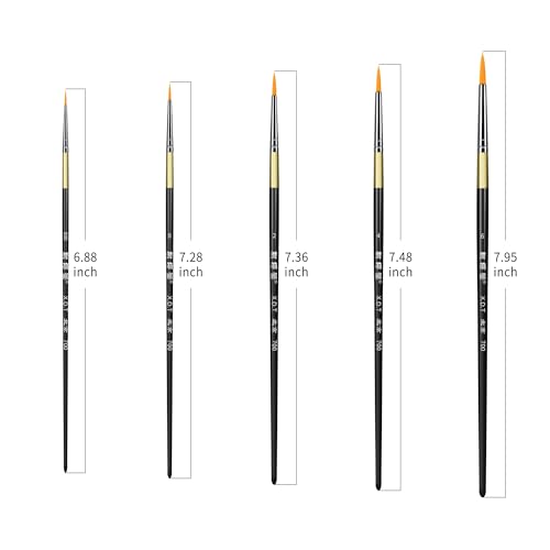 XDT#700 Miniature Detail Artist Paint Brush 5 Piece Set #000#0#2#4#6, Fine & Micro Detail Paints Brush for Painting, Acrylic Oil Watercolor - size: 5Pc Set