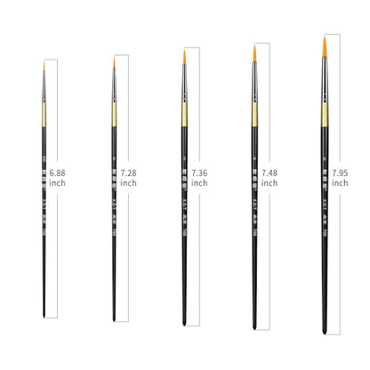 XDT#700 Miniature Detail Artist Paint Brush 5 Piece Set #000#0#2#4#6, Fine & Micro Detail Paints Brush for Painting, Acrylic Oil Watercolor - size: 5Pc Set