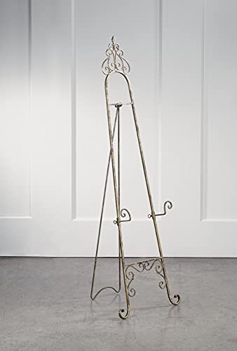 TRIPAR 54 Inch Gold Finish Metal Floor Easel for Paintings, Pictures, Photography, & Artwork
