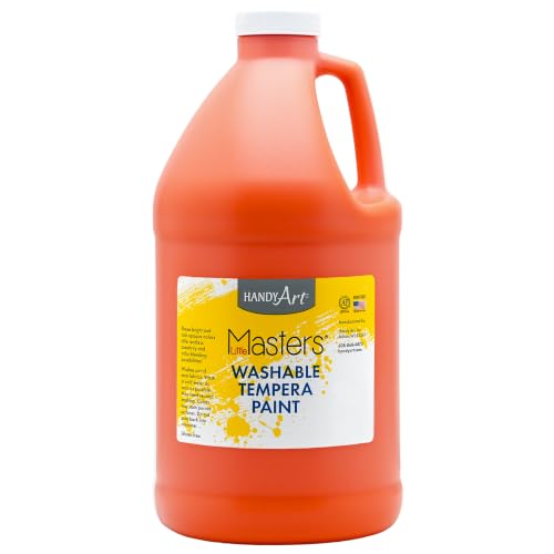 Handy Art Little Masters Washable Tempera Paint, Orange, Half Gallon 64 oz | Bright & Mixable, High Opacity, Washable Colors for Classroom, Students, Kids, Young Artists, Safe & Non-Toxic, Made in USA - color: Orange, size: 64 Fl Oz (Pack of 1)
