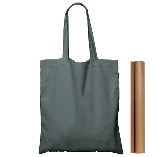 NPBAG 15 Pack 15'' X 16'' Grey Cotton Tote Bags, Lightweight Blank Bulk Cloth bags with 1pc of PTFE Teflon Sheet - color: Grey, size: Medium
