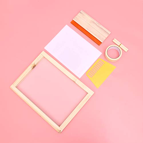 EXCEART 1set DIY Silk Kit Transparency Film Mask Tape Squeegees for Craft Projects Frame for Family Activities