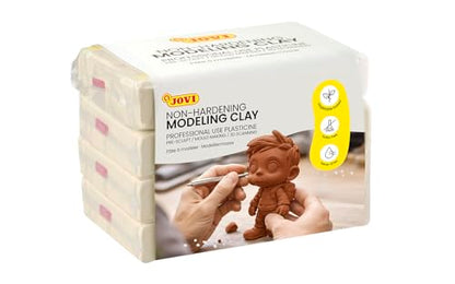 Jovi - Non-Hardening Pre-Sculpt Clay, 3 Pounds Total, 4 White Bars x 0.77lb | Professional Arts and Crafts Non-Toxic and Gluten Free plasticine - color: Multicolore