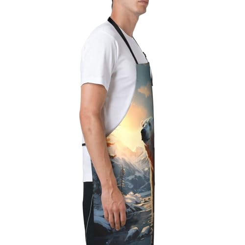 Prancing Brown Horse Heavy Duty Waterproof Apron with Pockets for AdultsResistant Grilling, Gardening, Painting - color: Polar Bear in Winter