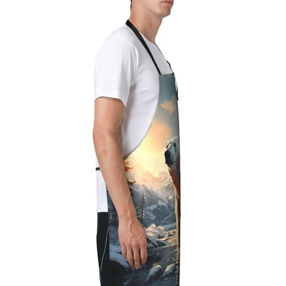 Prancing Brown Horse Heavy Duty Waterproof Apron with Pockets for AdultsResistant Grilling, Gardening, Painting - color: Polar Bear in Winter