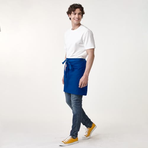 Unisex Waist Apron with Pockets Waiter Bar Half Bistro Apron 4251BY - color: Royal, size: 1 Pack