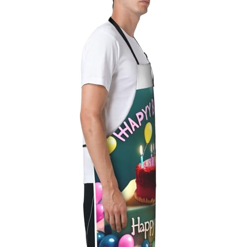 Cartoon heart sun Heavy Duty Waterproof Apron with Pockets for AdultsResistant Grilling, Gardening, Painting - color: Happy Birthday Beautiful