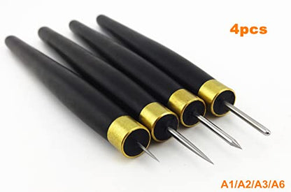 4pcs Printmaking Print Mezzotint Copperplate Woodcut Resin Board Intaglio Point Engrave Etching Leathercraft Carving Needle Pen Scraper Scriber Groove Lineation Tracer Presser Burnisher Tool Set